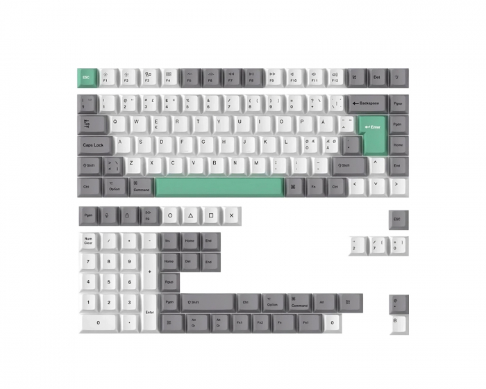 Keychron PBT Keycap set ISO Nordic - Gray White Mint