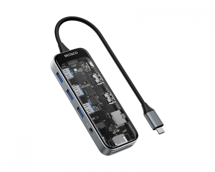 Deltaco Transparent USB Dockningsstation - 10 porte