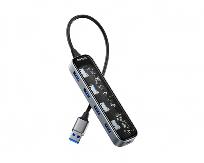 Deltaco Transparent USB Dockningsstation - 5 porte