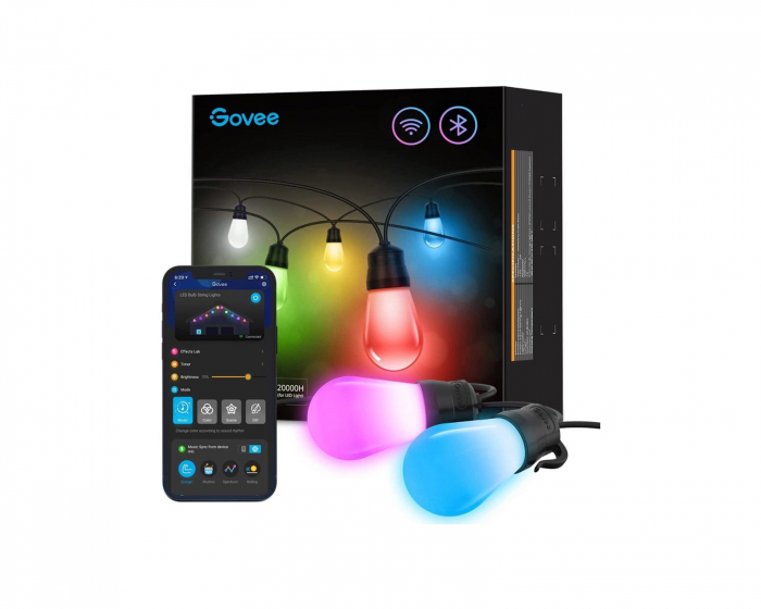 Govee RGBW Wi-Fi & Bluetooth Outdoor String Lights - 14m