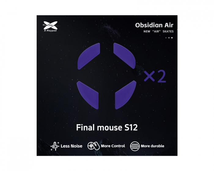 X-raypad Obsidian Air Mouse Skates til Final Mouse S12