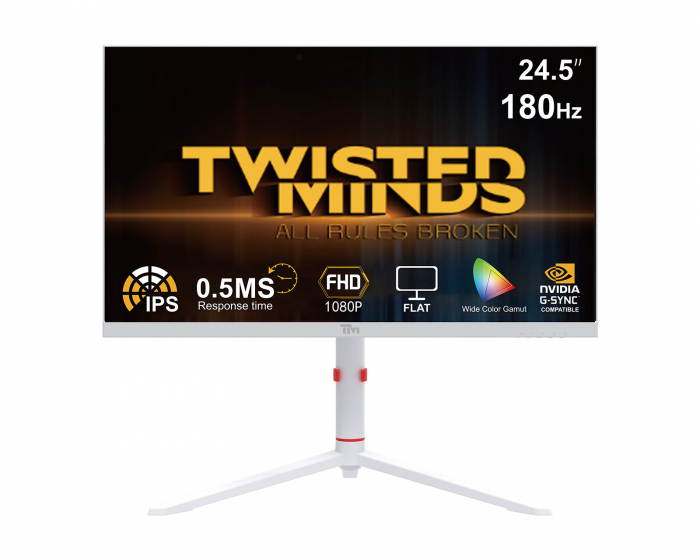 Twisted Minds Artic Pro Series 24” FHD, 180Hz, Fast IPS, 0.5ms Gamingskærm