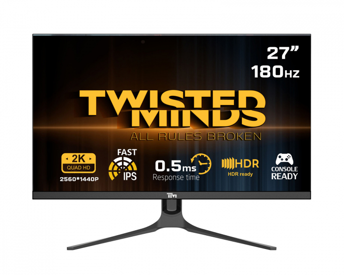 Twisted Minds Blaze Series 27” QHD, 180Hz, Fast IPS, 0.5ms, HDR400 Gamingskærm