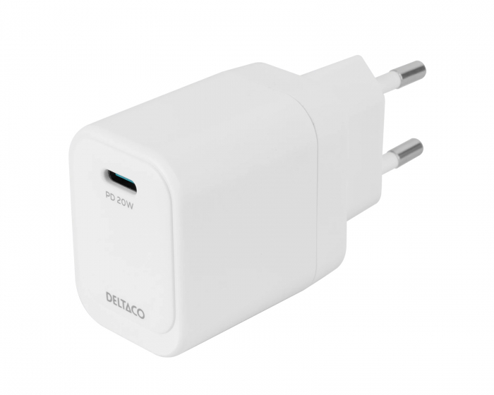 Deltaco 20W USB-C Vægoplader - Hvid