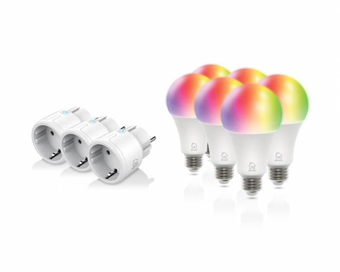 Deltaco Smart Home Start Kit - 3x Mini Plug + 6x RGB Bulb