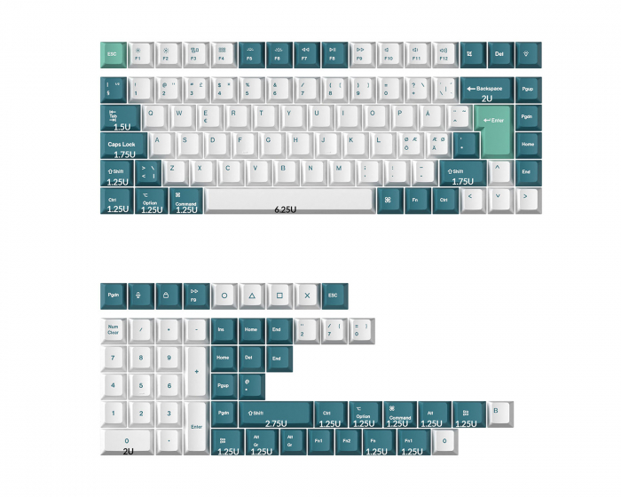 Keychron Cherry Profile Dye-Sub PBT Keycap Set ISO Nordic - White Mint