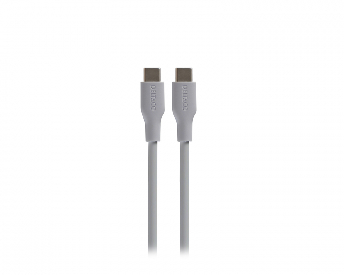 Deltaco USB-C Ladekabel 60W Silikone - Grå - 1,5m