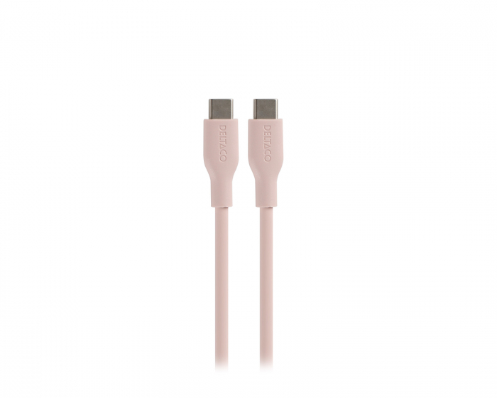 Deltaco USB-C Ladekabel 60W Silikone - Lyserød - 1,5m