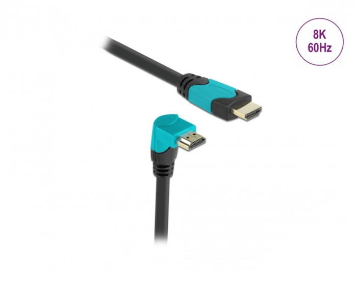 Delock High Speed HDMI-kabel 2.1 Nedad Vinklet - Sort - 2m (DEMO)