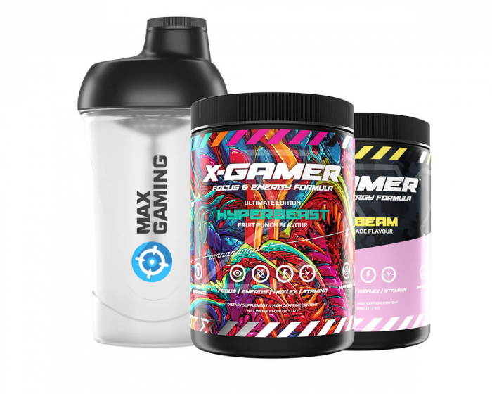 X-Gamer 2 x 600g X-Tubz Nymn Bundle Hyperbeast/Sun Beam - 60 Portioner + Shaker